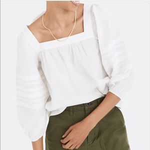 Madewell Square-Neck Pleat-Sleeve Top